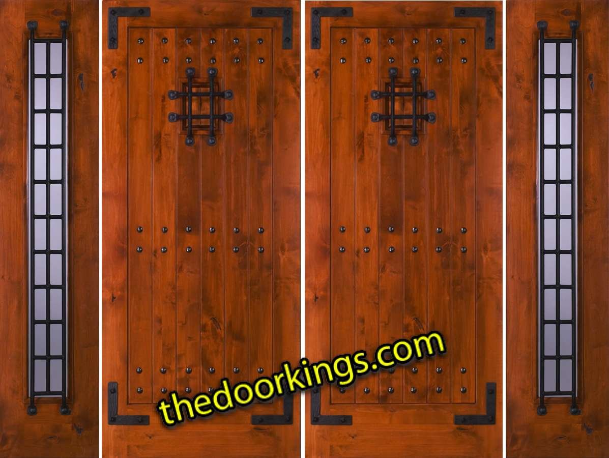 sw70 knotty alder double door with builder zinc sidelites